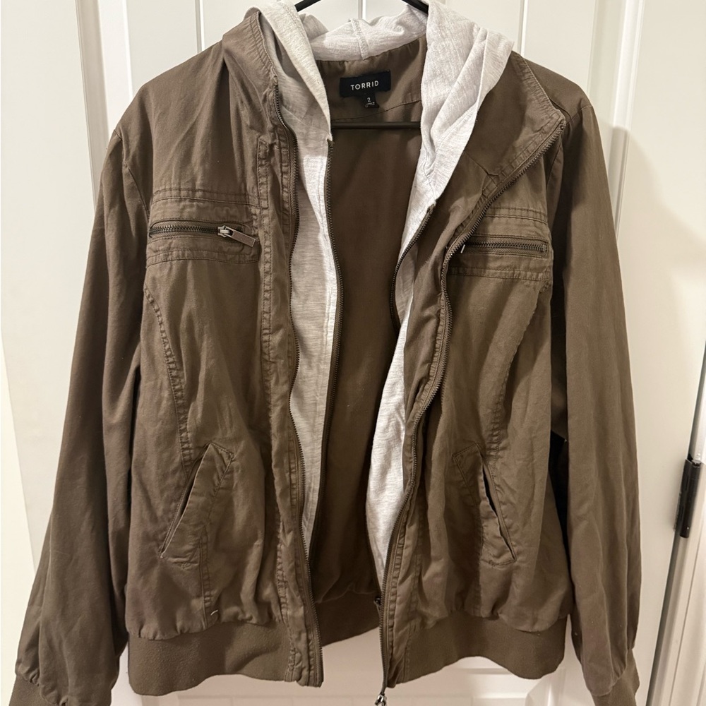 Torrid Brown Utility Jacket with Hood